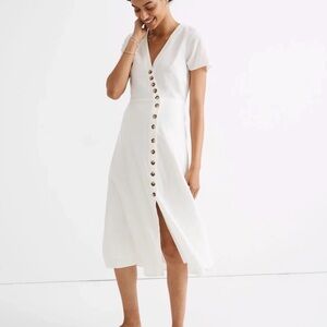 Madewell Karell Linen Blend Midi Dress